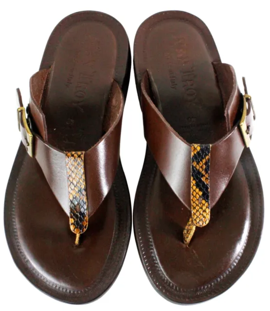 Leather Italian Sandals Mens Brown Genuine Leather Flip All Flops Handmade Alpha