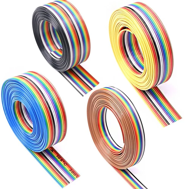 10ft Rainbow Color Flat Ribbon IDC Wire Cable Kit (2.54mm)