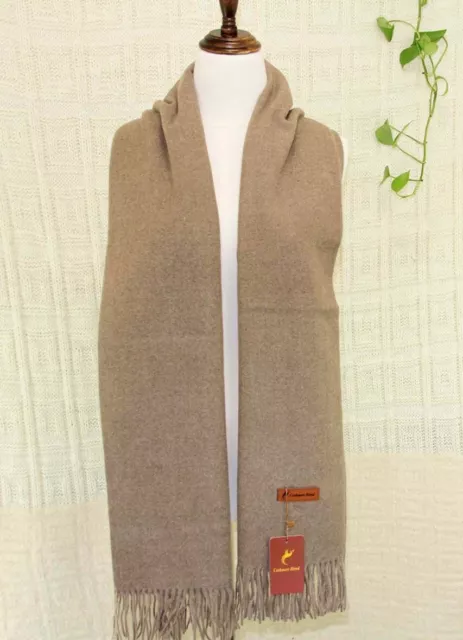 New Vintage Man's Solid Long Cashmere Wool Blend Soft Warm Wrap Shawl Scarf 984