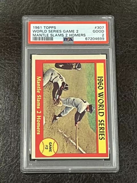 1961 Topps World Series Game 2 Mickey Mantle Slams 2 Homers #307 PSA 2 Good HOF