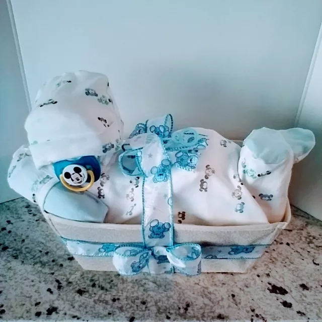 Unique Newborn Blue Baby Shower Boy Infant Sleeping Diaper Cake Gift Basket 