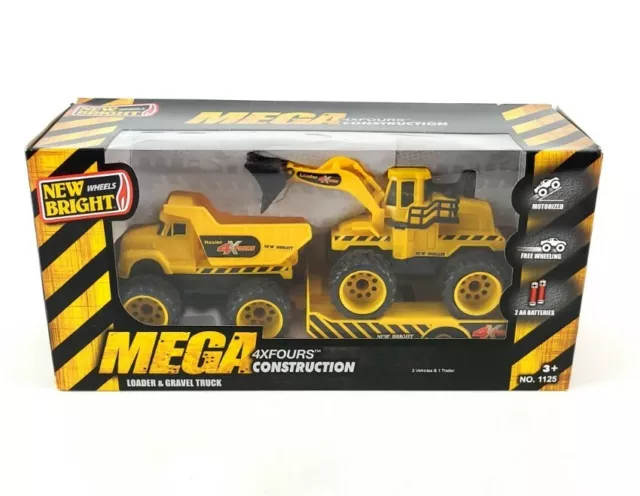 MEGA Toy Truck 4x Four Construction Loader Dozer Trailor Gravel Dump Motorized
