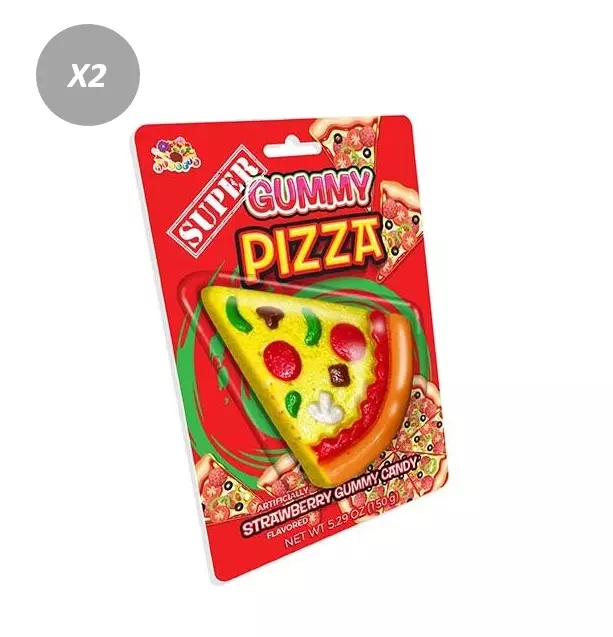 918257 2 X 150G Super Gummy Pizza Strawberry Flavour Gummi Gummy Slice Lolly