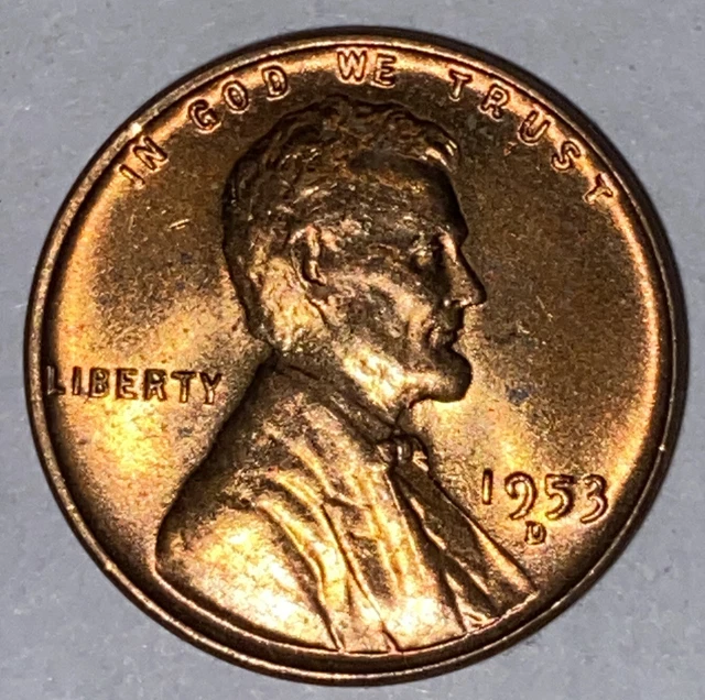 RED BU 1953-D LINCOLN WHEAT PENNY Denver Uncirculated Cent Same Coin in Pics C2