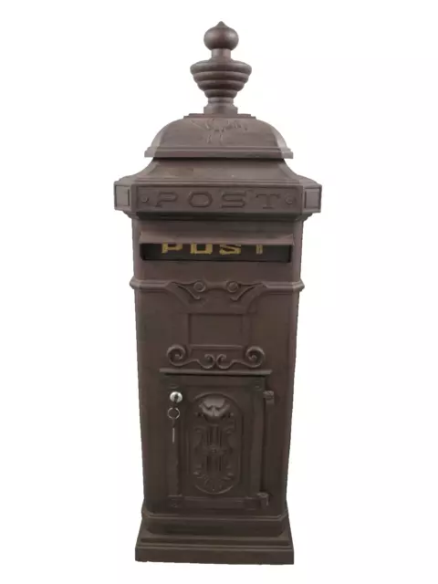 Stand Briefkasten Alu eckig rustikal braun H.115cm Vintage Geschenk Haus Garten