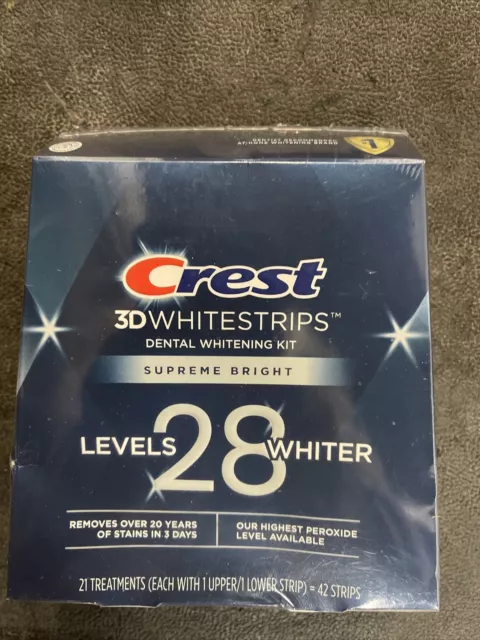 CREST 3D WHITESTRIPS Supreme Bright - 28 Levels Whiter - 42 Strips Exp ...
