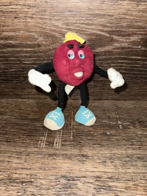 Applause 1988 VINTAGE CALIFORNIA RAISINS Bendable Raisin 5" Plush Toy Yellow Hat