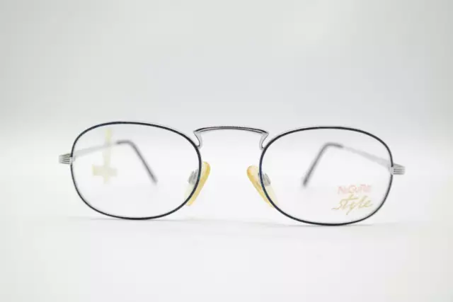 Vintage Nigura 571 Blau Silber Oval Brille Brillengestell eyeglasses NOS