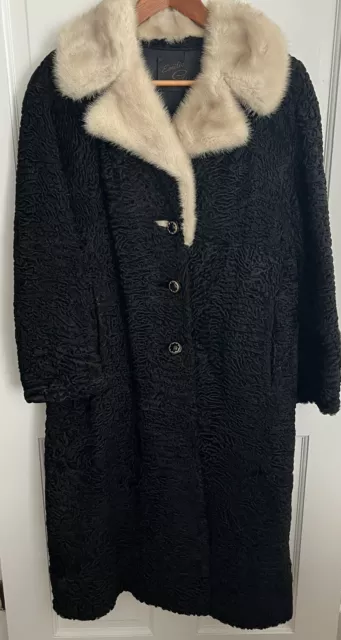 Emilio Gucci Full Length Genuine Natural Black Fur Coat Women’s Small ? *READ*