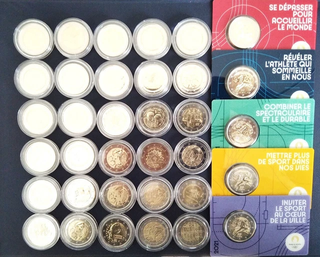 Lot 35 pièces de 2 euros commémoratives neuves