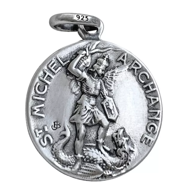 Médaille de Saint Michel Jeanne d'Arc Joan Michael French Antique design, Argent