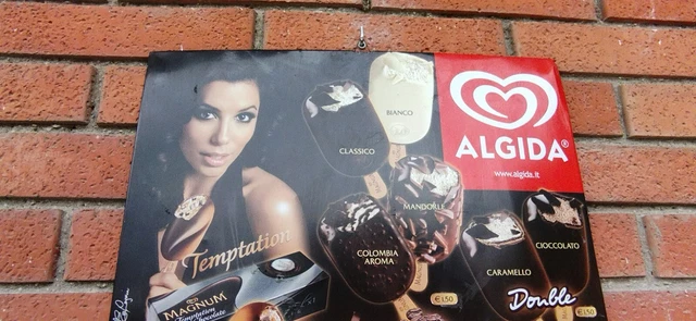 🍀 Tabella Latta Insegna Pubblicitaria Vintage Gelati Algida Con Eva Longoria