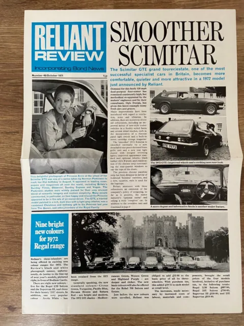 Reliant Review - No 49 Oct 1971 Scimitar GTE - Princess Anne