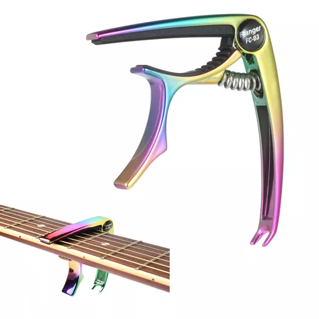 Flanger Zinc Metal Rainbow Guitar Capo One Handed Quick-Change Capo Key Clamp