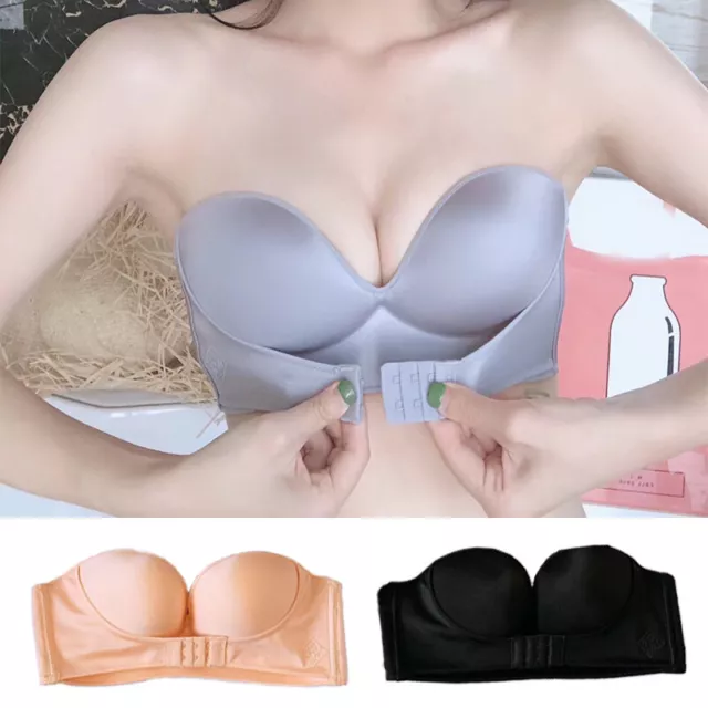 INVISIBLE PUSH UP Bra Front Buckle Women Underwear Lingerie Strapless  Seamless $12.99 - PicClick
