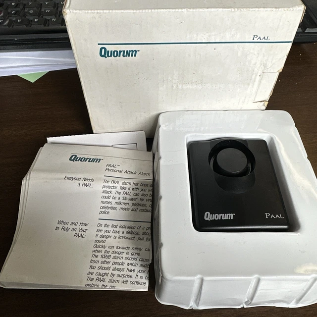 Alarma de ataque de seguridad personal con clip quórum PAAL - NEGRA - nueva en caja