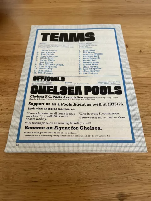 Chelsea V Oldham Athletic Jan 1976 Football Programme +Ticket Stub Very Good 2