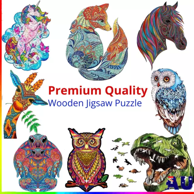 Wooden Jigsaw Puzzles Unique Animal Shape Adult Kids Halloween Gift Home Decor