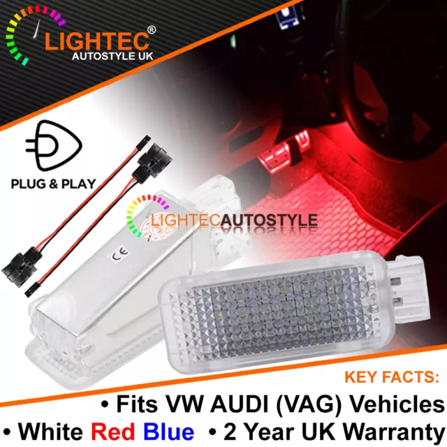 For Skoda White Red Blue SMD Led Door Puddle Boot Glove Box Footwell Lights