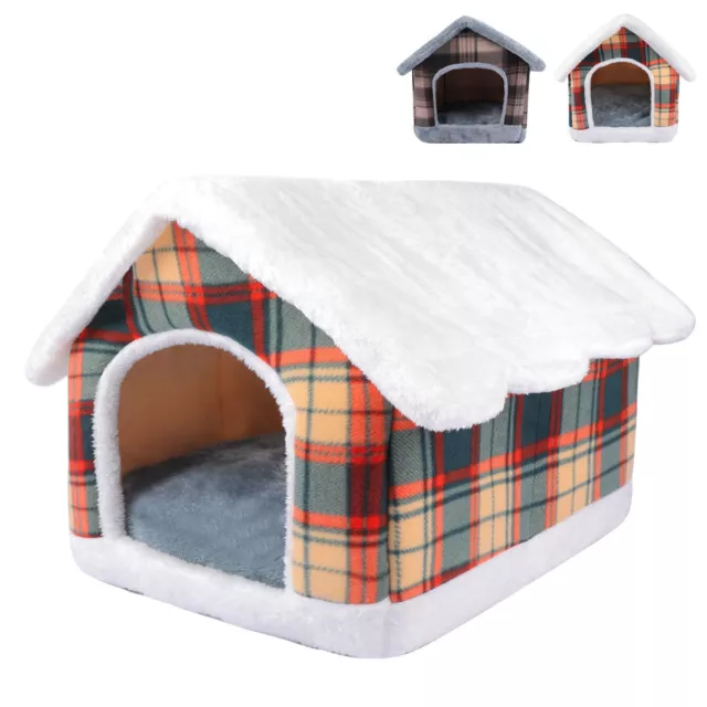Pet Bed House Warm Cave Sleeping Bed Puppy Nest for Cats Small Dogs Zipper Roof