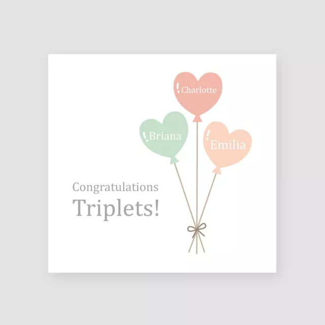 Personalised Handmade New Born Baby Girls Triplets Card Granddaughters Friends