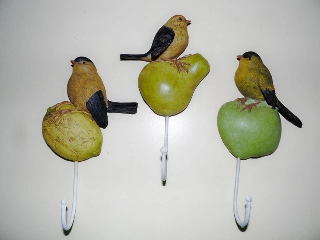 Garderobenhaken Wandgarderobe Haken Kleiderhaken Vogel Birne Apfel Zitrone 3D