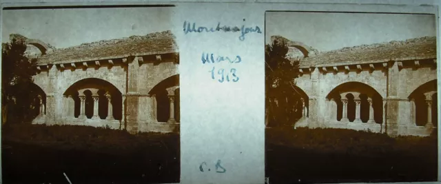 Plaque stéréoscopique photographieL'abbaye Saint-Pierre de Montmajour 1913