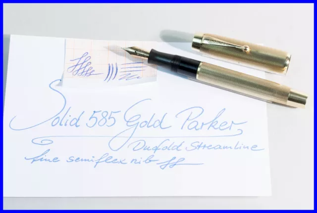 1930er Jahre PARKER SOLID 585 14k Gold Streamline Junior DUOFOLD Füller F Feder