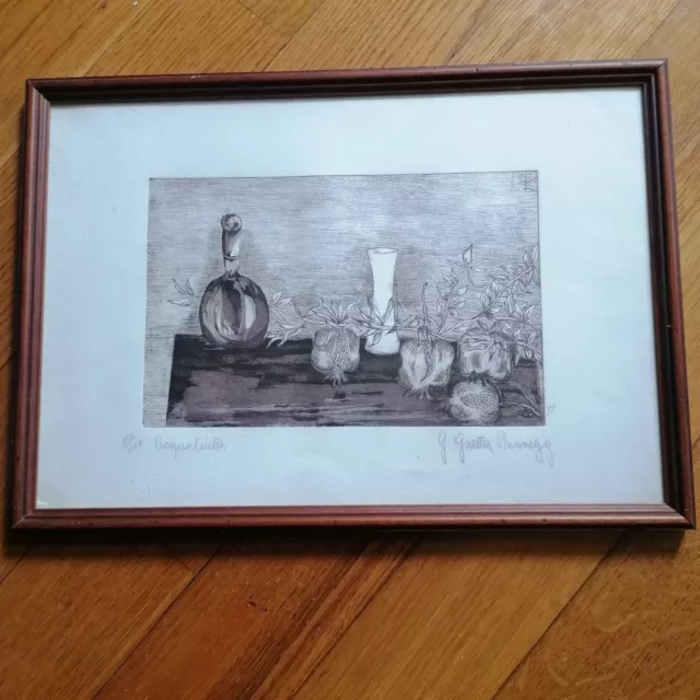 Acquatinta firmata natura morta - signed aquatint still life - 40x29 cm