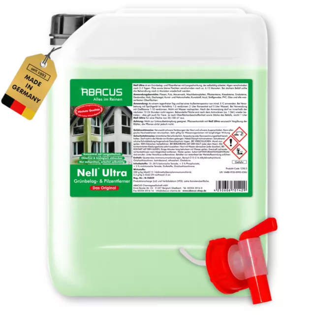 (16,98€/L) Algen- & Grünbelagentferner – Nell Ultra Grünbelagentferner 5 Liter