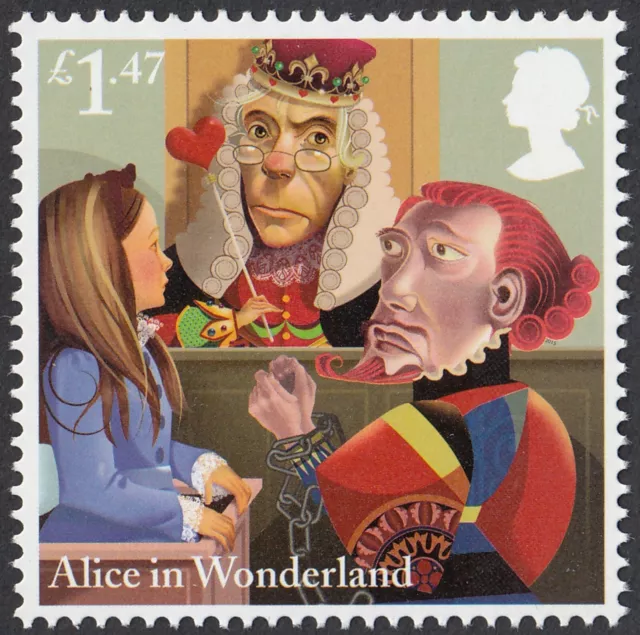 Alice in Wonderland - In Court illustrated on 2015 unmount mint stamp