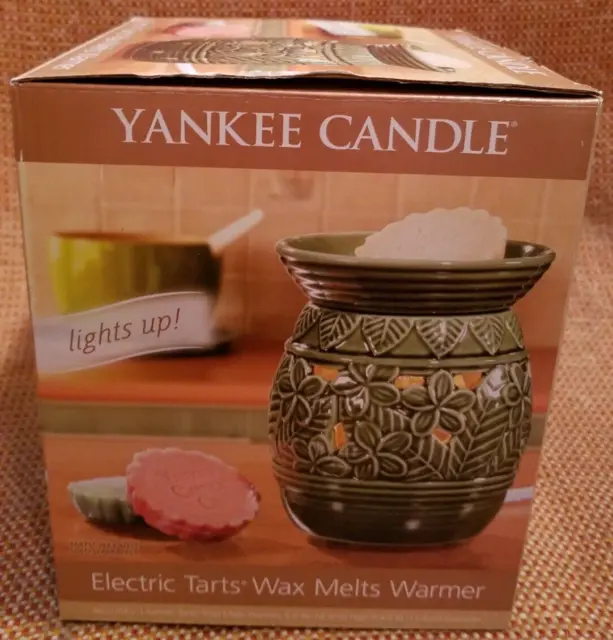 Yankee Candle Electric Tarts Wax Melts Warmer Lights Up Glazed Green Leaf Design