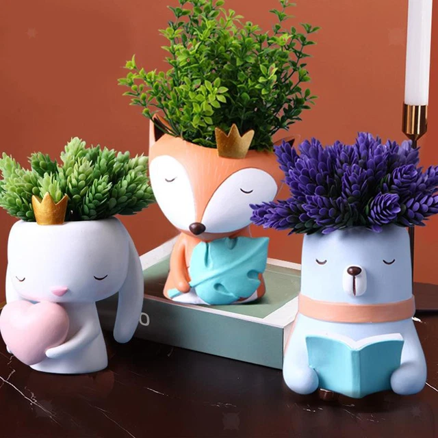 Intérieur Extérieur Planteur Pot Résine Planter Succulent Vase Mignon Animal
