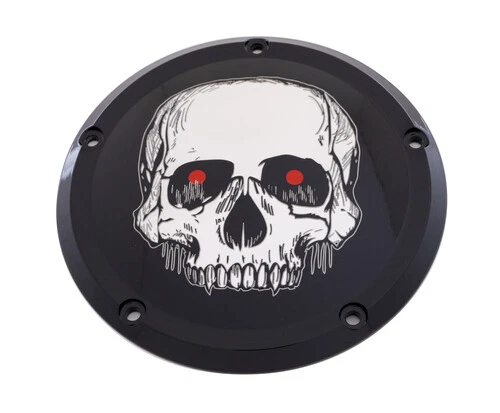 Black Skull Derby Cover Custom Engraving SKUL33-46BG