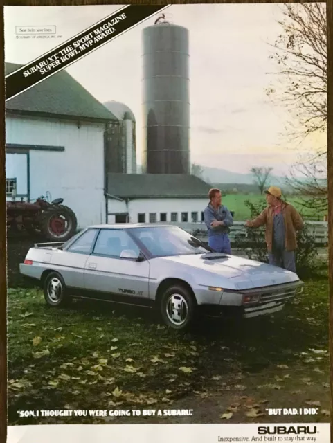 1986 Subaru XT PRINT AD Son I Thought You Were Going to Buy a Subaru Dad I Did