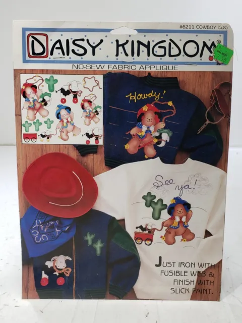 Aplique de tela sin costura Daisy Kingdom #6211 perro vaquero vintage con tela