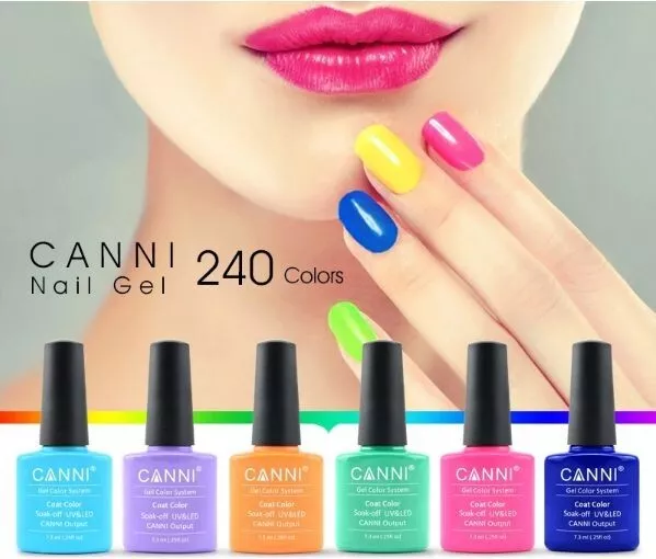 CANNI UV Nail Gel Polish Soak Off UV LED Colour Glitter Base Top coat Varnish