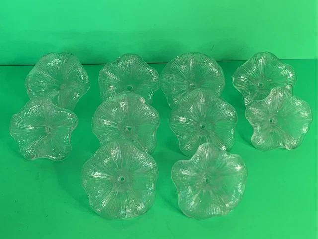10 Antique Clear Pressed Sandwich Glass Flower Curtain Tie-Backs No Brackets