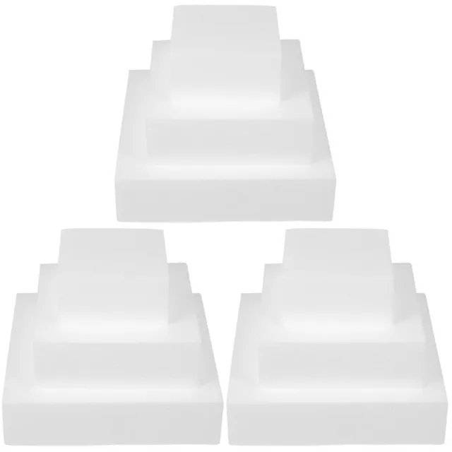 9 piezas Modelo de pastel de espuma blanca para niños soporte giratorio para pasteles