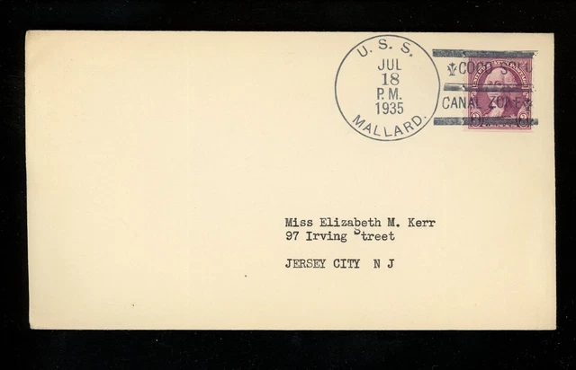 US Naval Ship Cover USS Mallard AM-44 Pre WWII Era 1935 Coco Solo Canal Zone CZ