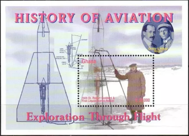 Ghana #SGMS3378 MNH S/S 2003 Goddard Liquid Fueled Rocket Wright Brothers [2386]