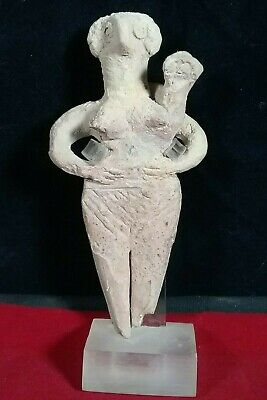 Syro-Hittite Astarte Clay Mother Goddess Idol with Child Circa 2000-1500 BC