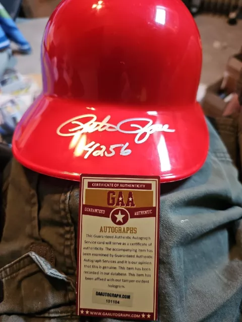 Pete Rose 4256 Autographed Cincinnati Reds  Replica Baseball Helmet BAS