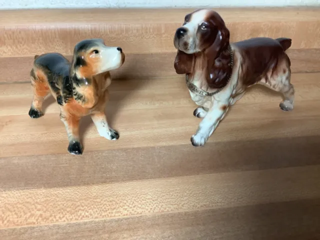 2 Vintage Cocker Spaniel Dog Figurines
