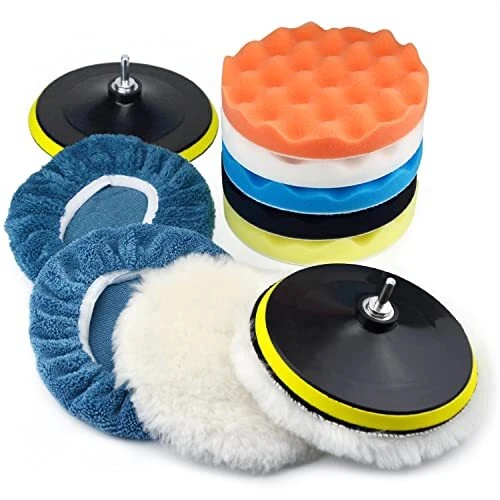 7 Inch Polishing Pads Kit Car Foam Sponge Pads Wool Bonnet Pads with 5/8