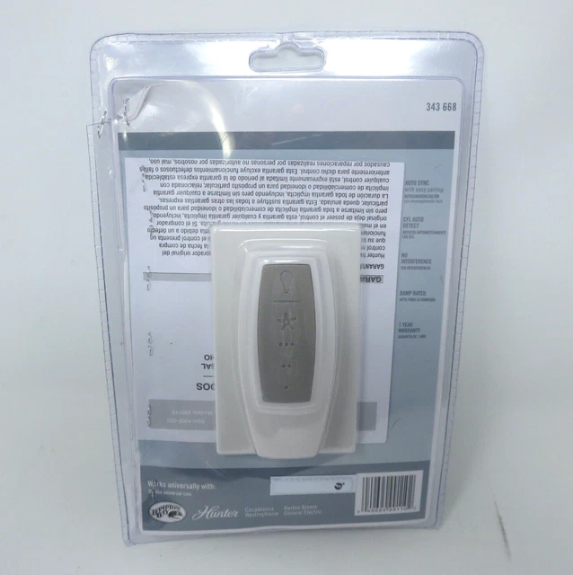 HAMPTON BAY HUNTER Universal Ceiling Fan Remote Control Model 343 668 White 39.99 PicClick