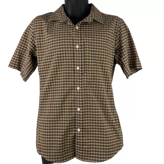 Kathmandu Short Sleeved Button Up Check Shirt Mens M Brown/White 52/74