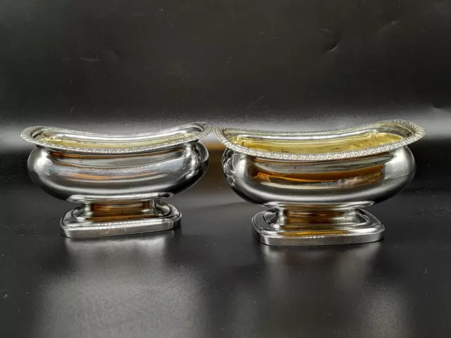 Pair Charles Price, London, 1816 Georgian Silver Salts, Nuts, Gold Gilt Interior