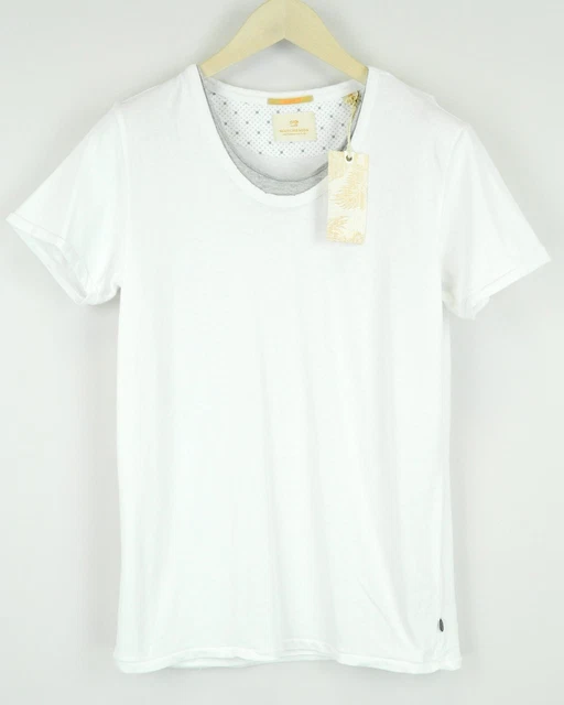 Scotch & Soda Ams Couture S Uomo T-Shirt Bianco Sporco Puro Cotone Maniche Corte