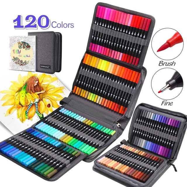 Marcadores de doble pincel Plumas Lápiz de color Marcadores de arte de...